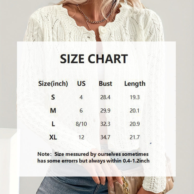 Women's Solid Color Elegant Round Neck Cardigan Top