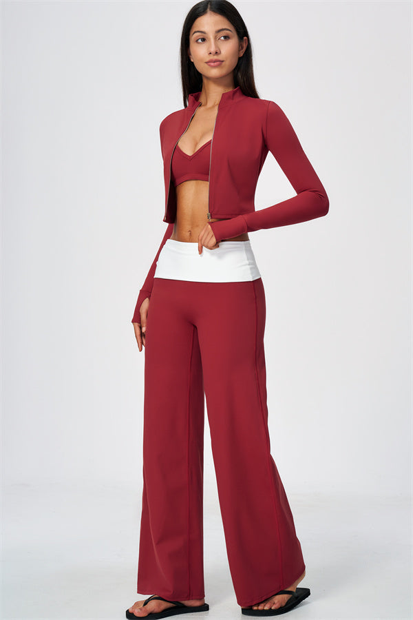 The Joyous Jacket Sports Bra Straight Leg Pants 3-Piece Set