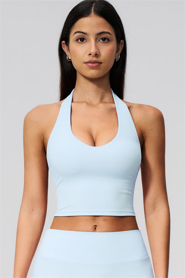 The Twirl Wide Strap Halter Crop Top Straight Leg Pants 2-Piece Set