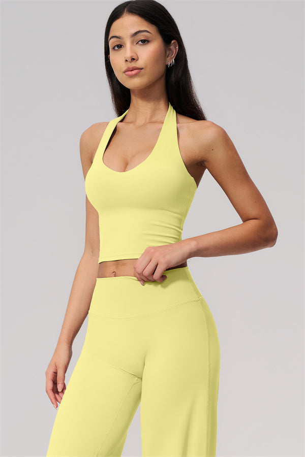 The Twirl Wide Strap Halter Crop Top Straight Leg Pants 2-Piece Set