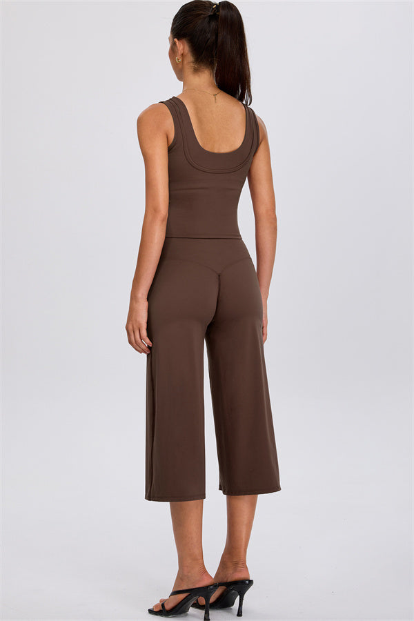 The Energize Double Strap Tank Top Wide Leg Crop 2-Piece Set