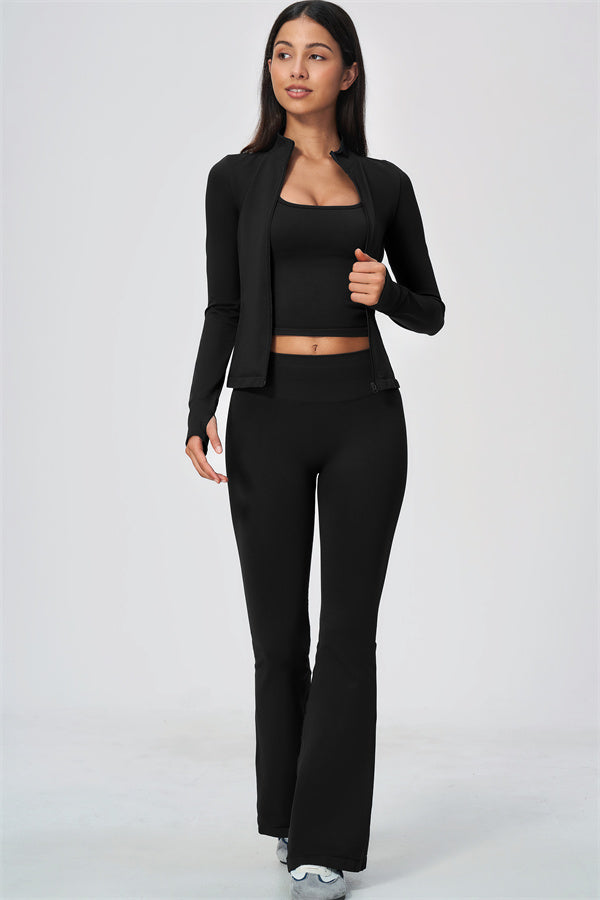The Wanderlust Jacket Tank Top Flared Leggings 3-Piece Set