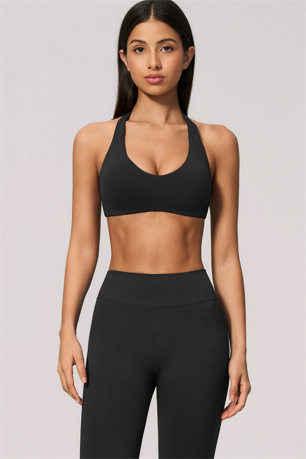 The Velvetine Halter Sports Bra Flared Leggings 2-Piece Set