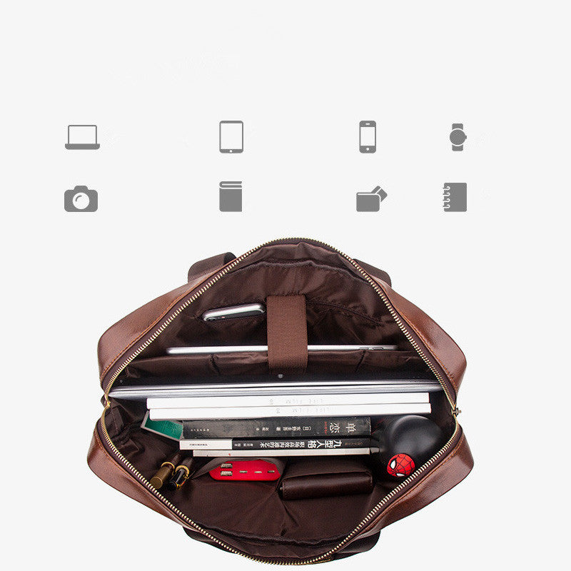Leather Hand-carried Top Layer Cowhide Business Briefcase With Large Capacity