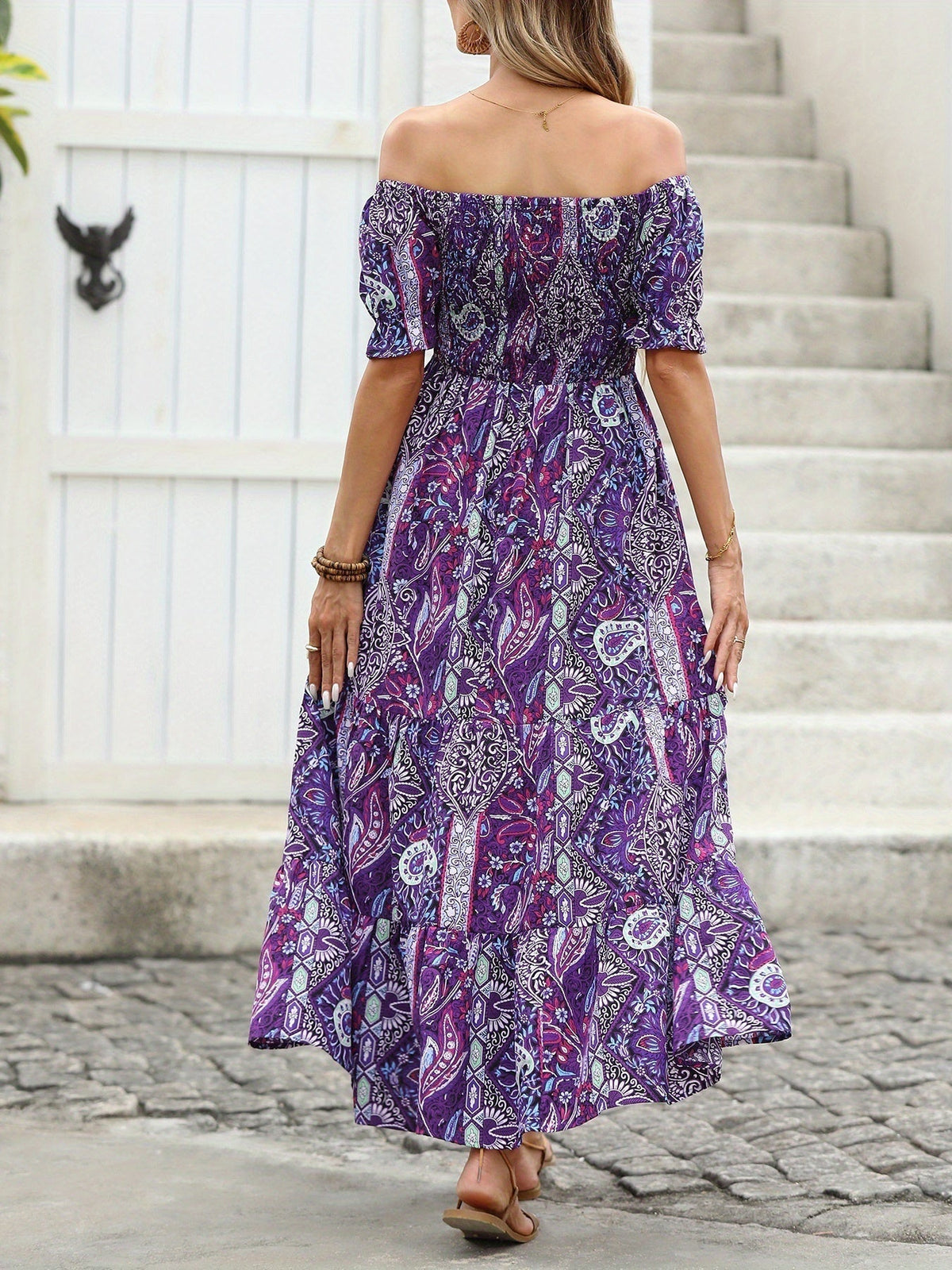Women’s Paisley One‑Shoulder Maxi Dress