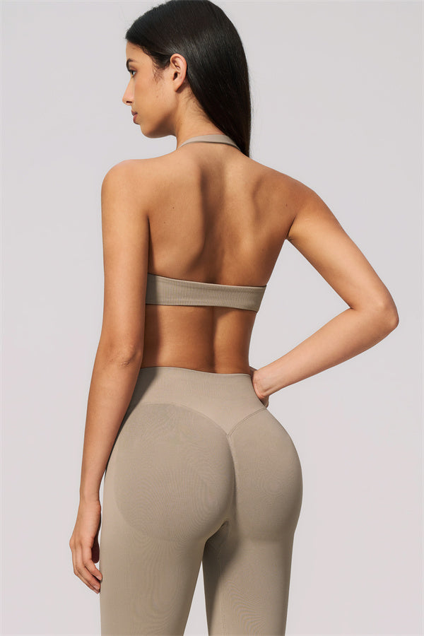 The Velvetine Halter Sports Bra Flared Leggings 2-Piece Set