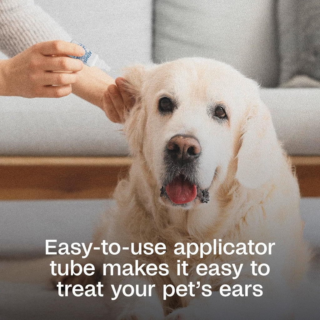 Adams Ear Mite Treatment for Dogs & Cats 0.5oz Kills Mites Fast Soothes Pet Ear 2PCK