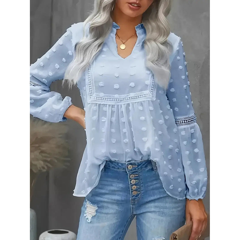 Women’s Long‑Sleeve V‑Neck Business Casual Blouse