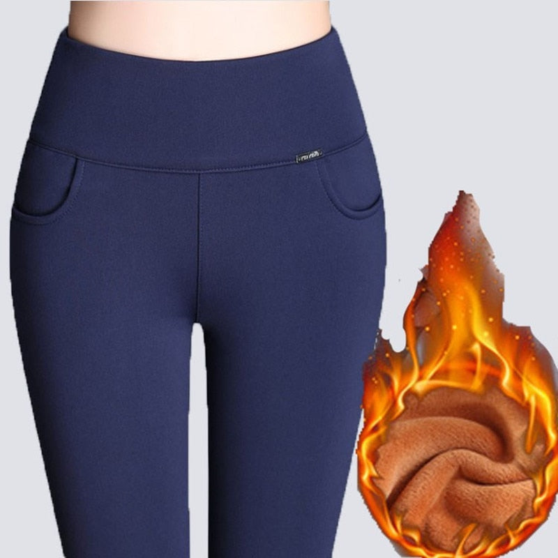 High Waist Velvet Padded Leggings for Women