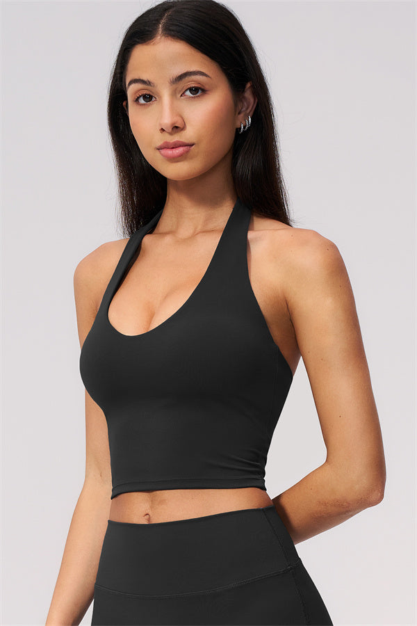 The Twirl Wide Strap Halter Crop Top Straight Leg Pants 2-Piece Set
