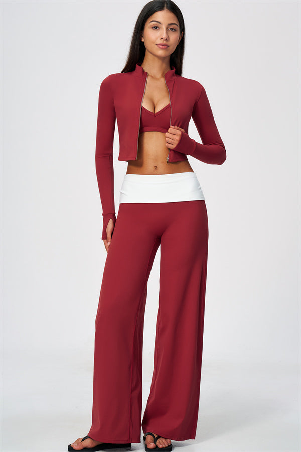 The Joyous Jacket Sports Bra Straight Leg Pants 3-Piece Set