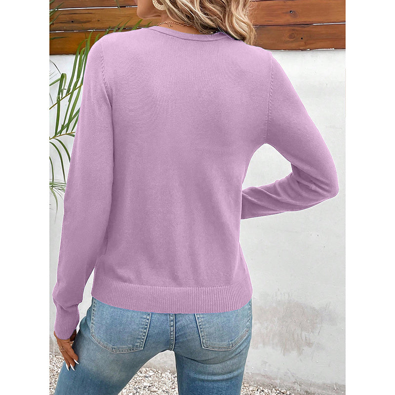 Women’s V‑Neck Button‑Down Cardigan Knit Sweater