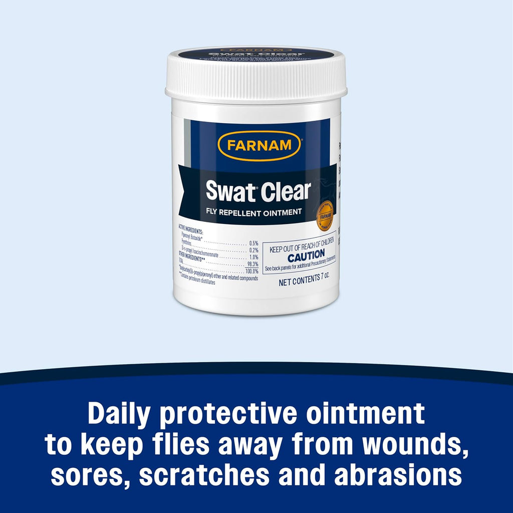 Farnam Swat Clear Fly Repellent Ointment 7 oz. Horses Dogs Wounds Ears Protection