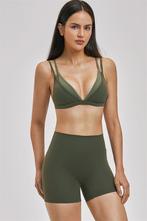 The Seraphine Layered V Sports Bra Shorts 2-Piece Set