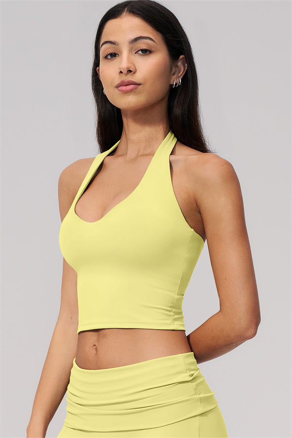 The Twirl Wide Strap Halter Crop Top Capri Leggings 2-Piece Set