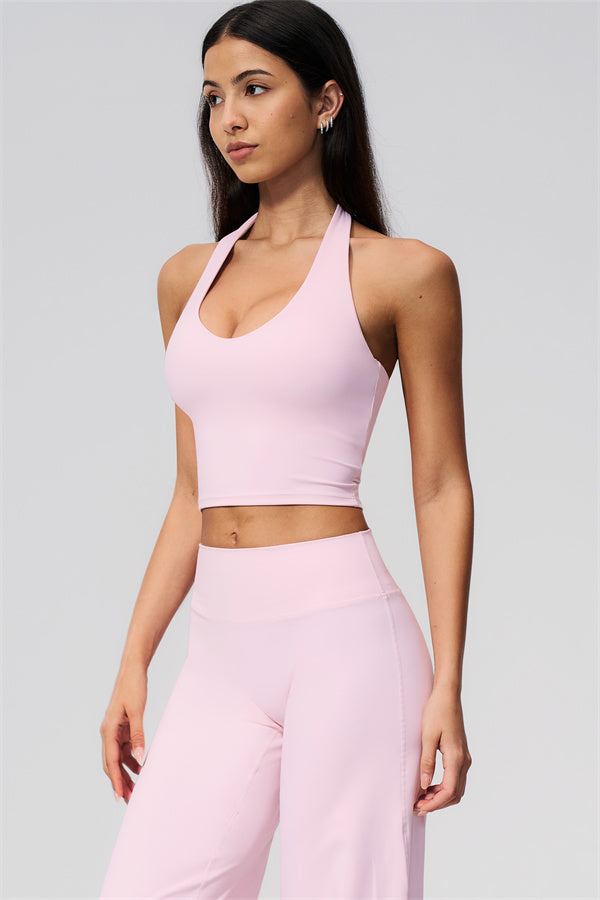 The Twirl Wide Strap Halter Crop Top Straight Leg Pants 2-Piece Set