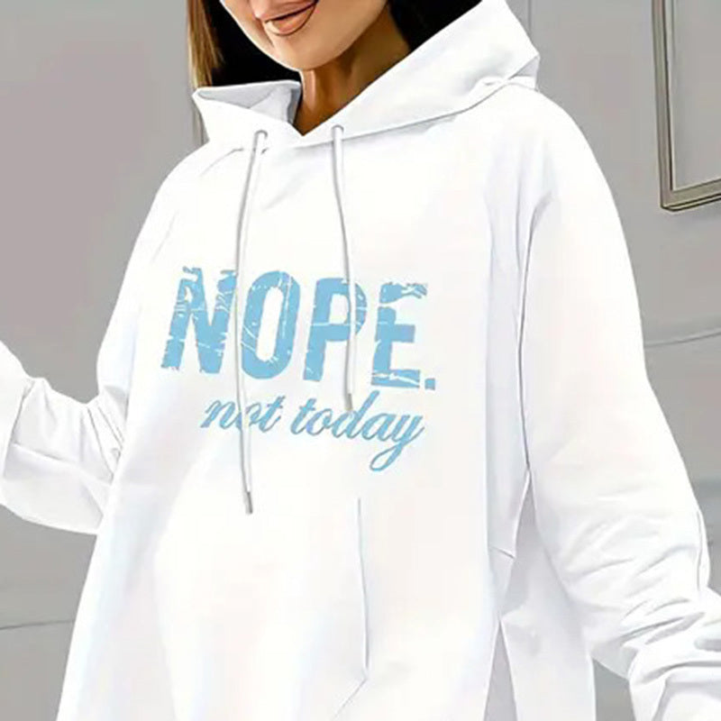 Casual 2-Piece Set Solid Color Leggings & Letter Print Hooded Sweatshirt