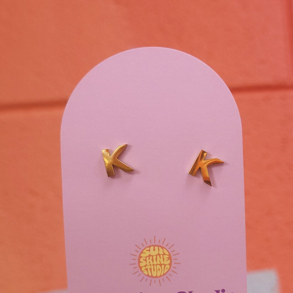 Initial Stud Earrings