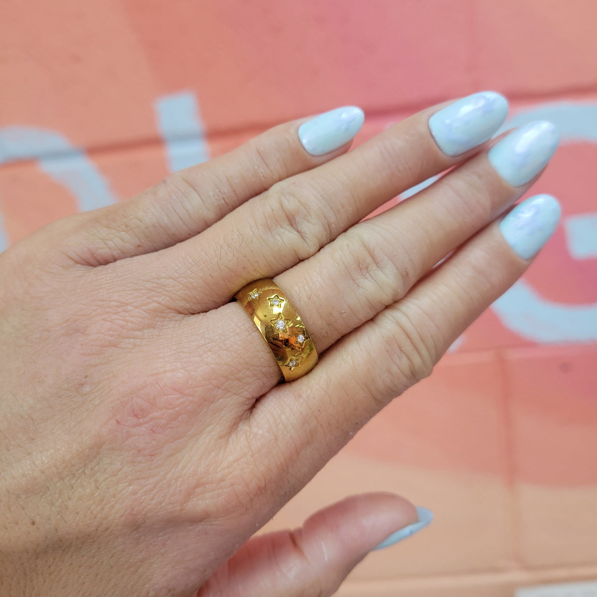 5 Sparkling Stars Titanium Ring