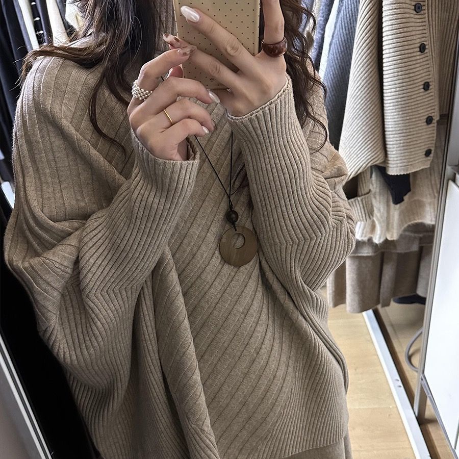 Women's Mock-Neck Batwing Asymmetrical Sweater
