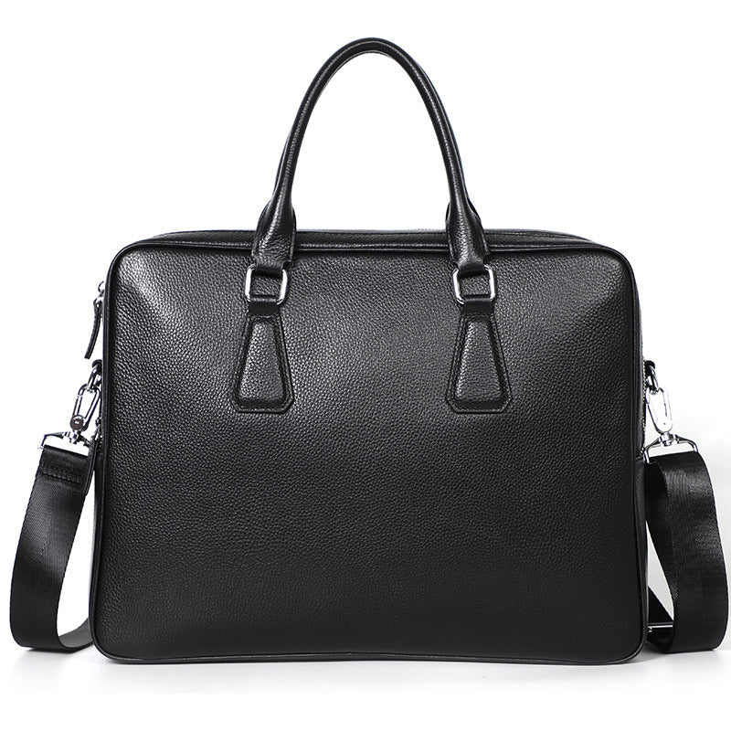 Handbag Men's Leather Briefcase Cowhide Horizontal Large Capacity