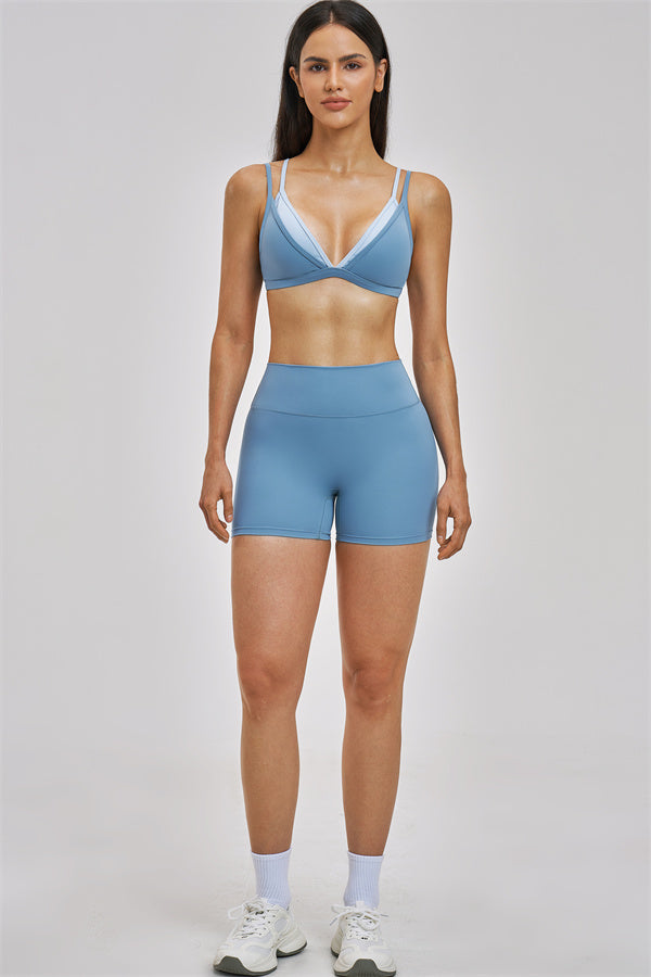 The Seraphine Layered V Sports Bra Shorts 2-Piece Set
