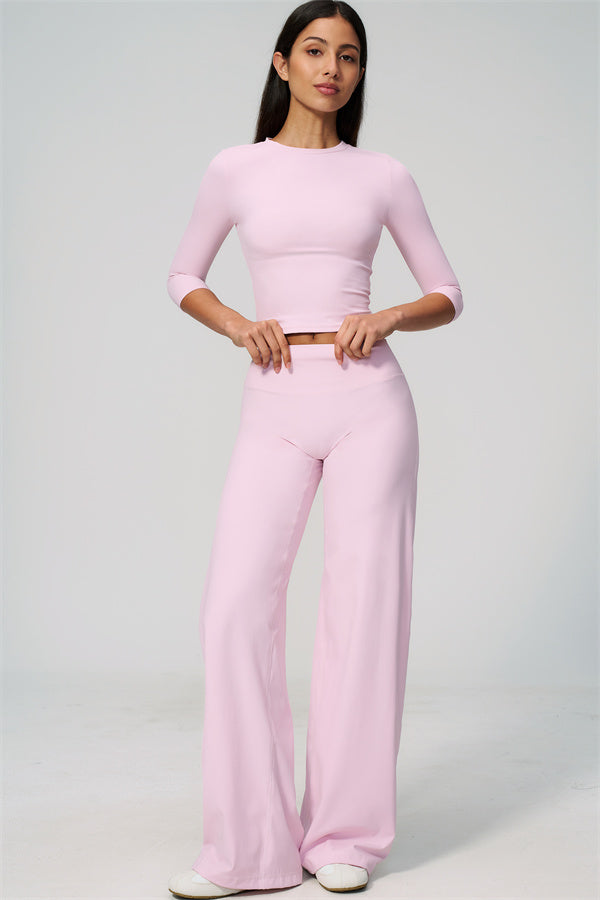 The Natalia Half-Sleeve Top Straight Leg Pants 2-Piece Set