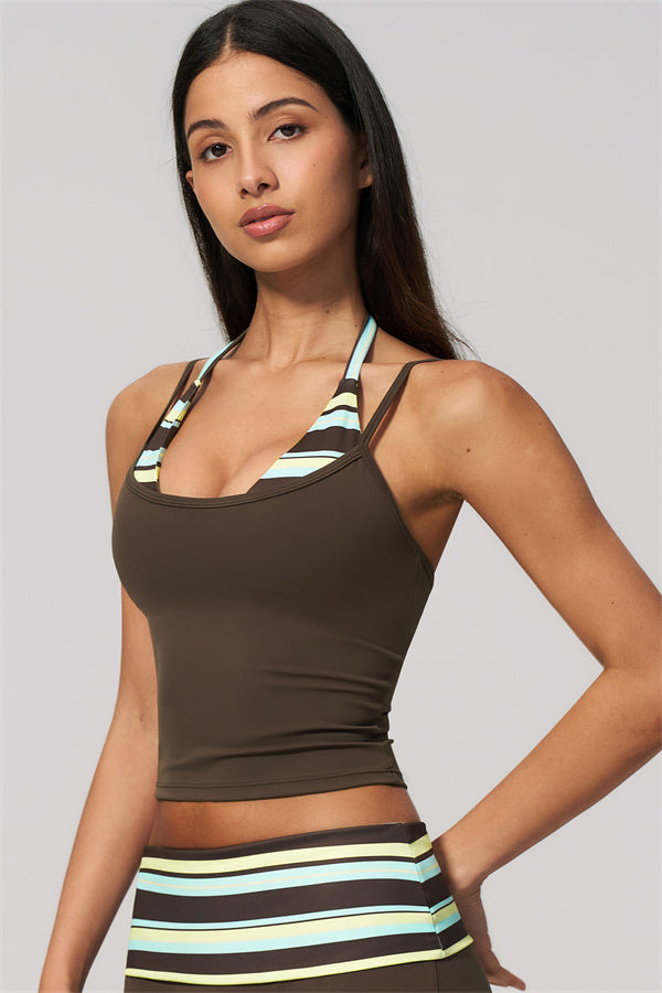 The Enliven Halter Tank Top Capri Leggings 2-Piece Set