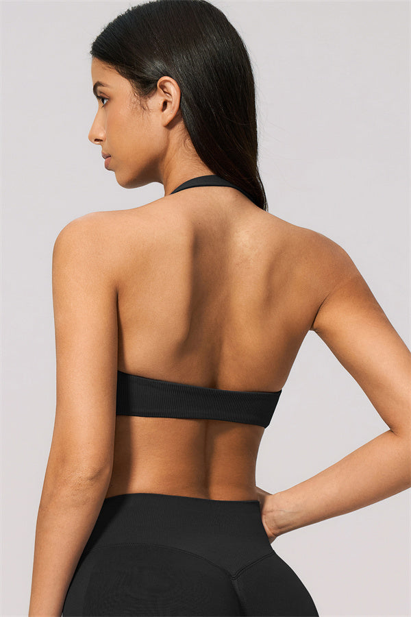 The Velvetine Halter Sports Bra Flared Leggings 2-Piece Set