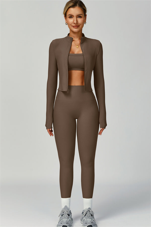 The Burst Jacket Sports Bra Leggings 3-Piece Set