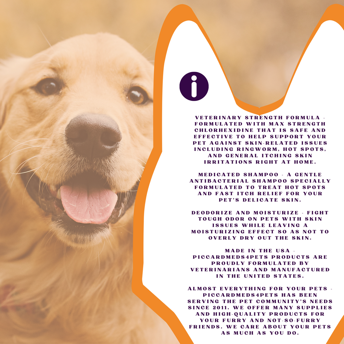 Piccardmeds4pets Hot Spot Anti-Itch Max Strength Chlorhexidine 4% Pet Shampoo 12 oz.