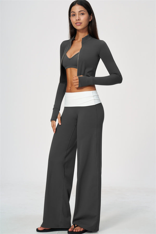 The Joyous Jacket Sports Bra Straight Leg Pants 3-Piece Set