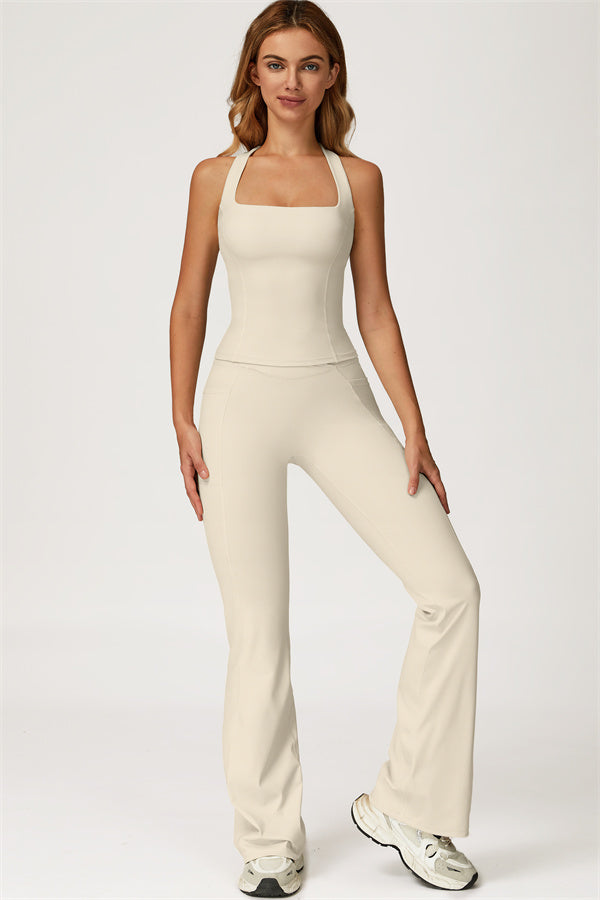 The Glacier Crop Tank Flared Leggings 2-Piece Set