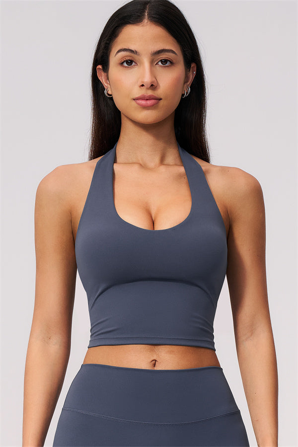 The Twirl Wide Strap Halter Crop Top Capri Leggings 2-Piece Set