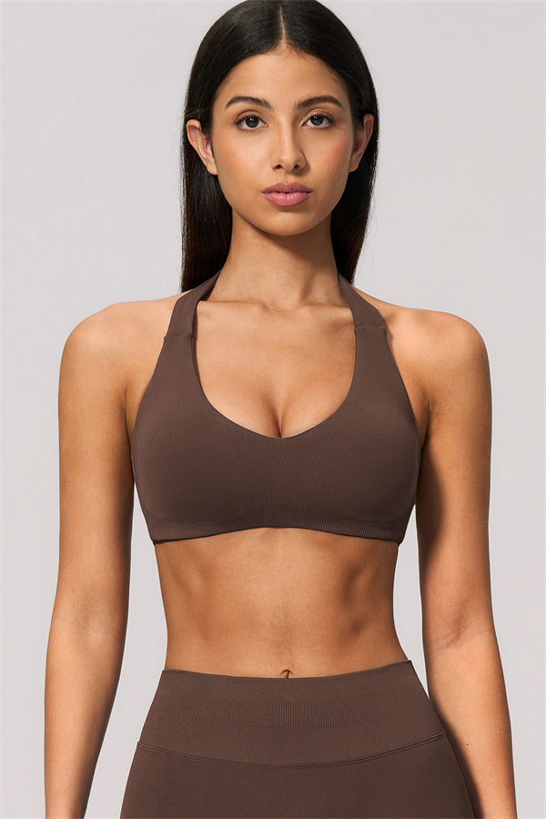 The Velvetine Halter Sports Bra Flared Leggings 2-Piece Set