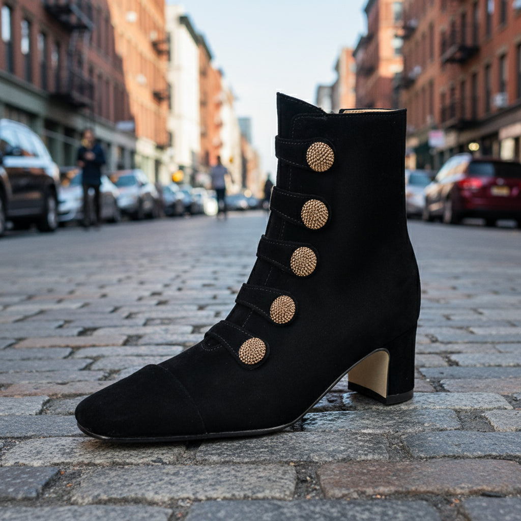 Women’s Retro Suede Chunky-Heel Side-Zip Ankle Boots