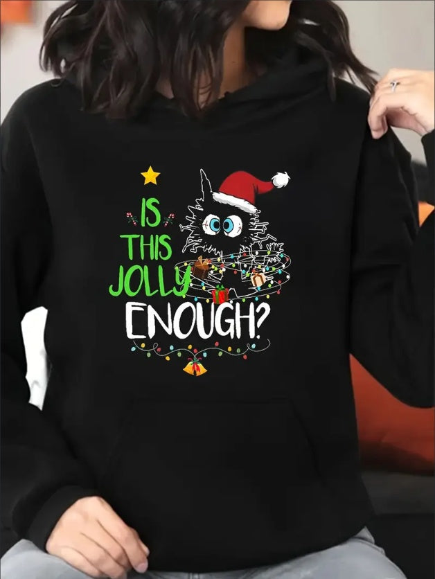 Plus Size Christmas Cat Hoodie