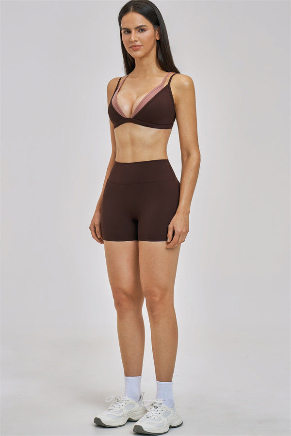 The Seraphine Layered V Sports Bra Shorts 2-Piece Set