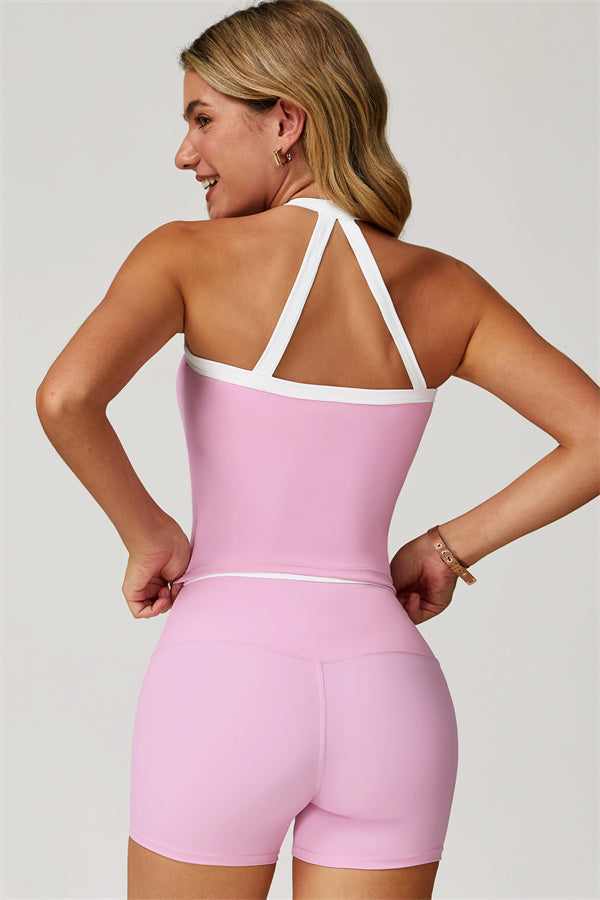 The Quest Cross Back Crop Top Shorts 2-Piece Set