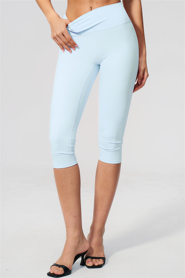 The Twirl Wide Strap Halter Crop Top Capri Leggings 2-Piece Set