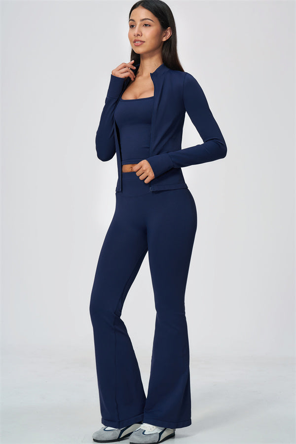 The Wanderlust Jacket Tank Top Flared Leggings 3-Piece Set