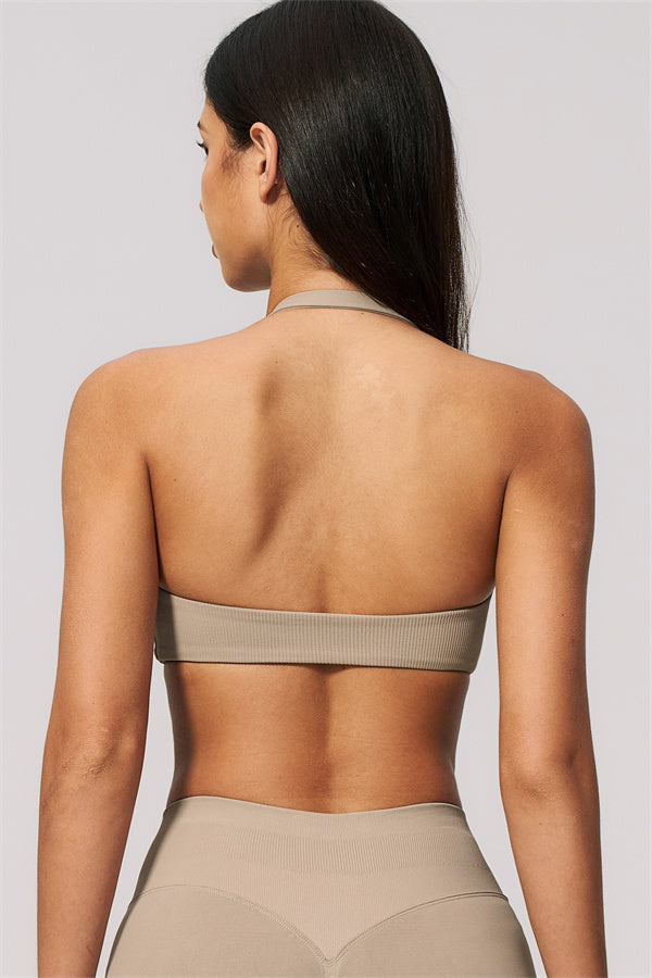 The Velvetine Halter Sports Bra Flared Leggings 2-Piece Set