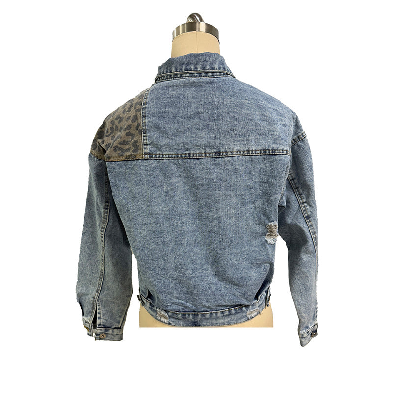 Women's Cropped Distressed Denim Jacket