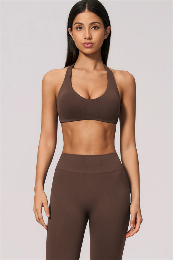 The Velvetine Halter Sports Bra Flared Leggings 2-Piece Set