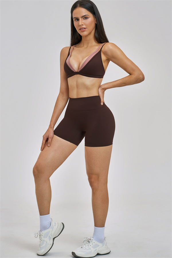 The Seraphine Layered V Sports Bra Shorts 2-Piece Set