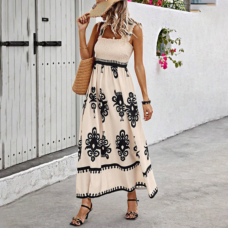 Women’s Wide-Strap Printed Maxi Dress
