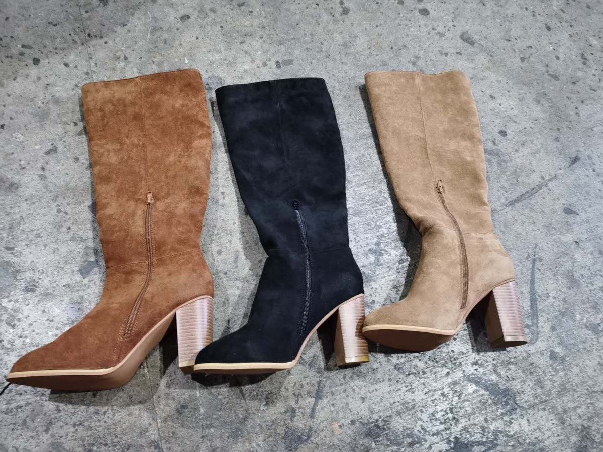 Women's Plush-Trim Round-Toe Flat Tall Winter Boots
