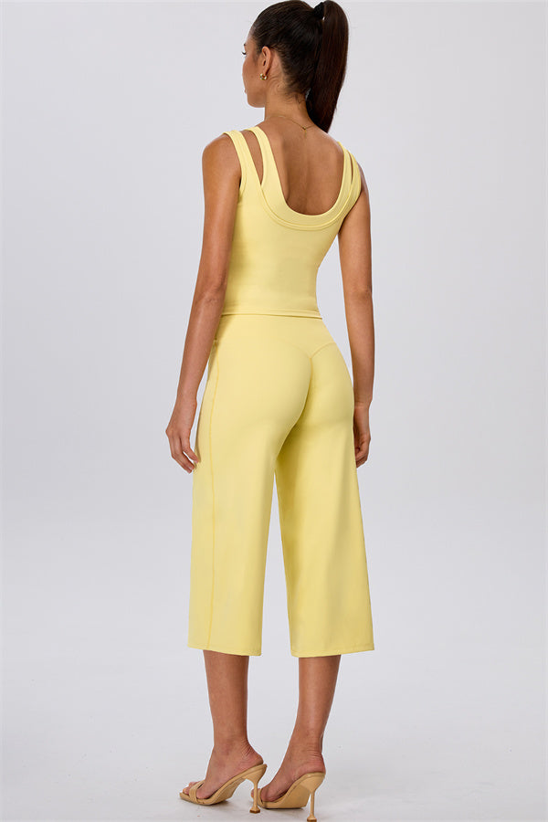 The Energize Double Strap Tank Top Wide Leg Crop 2-Piece Set