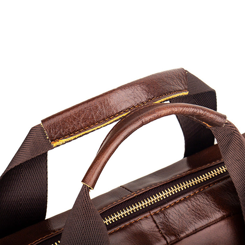 Leather Hand-carried Top Layer Cowhide Business Briefcase With Large Capacity