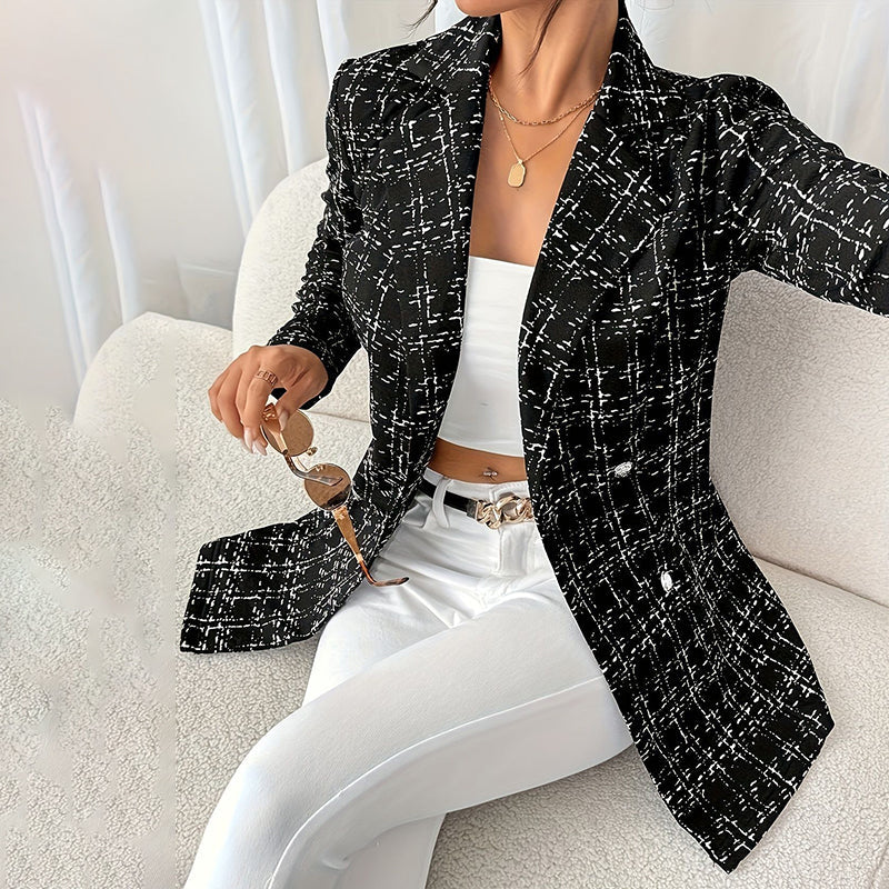Women’s Plaid Double-Breasted Blazer